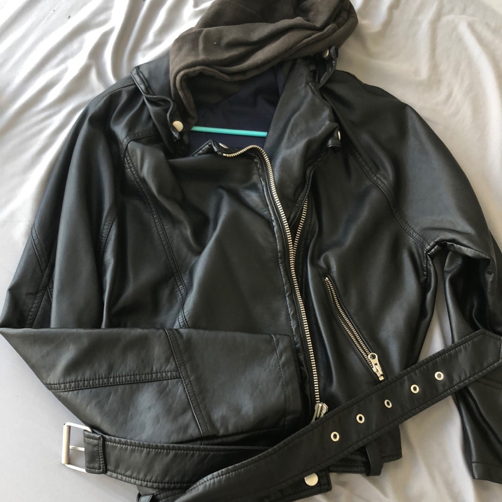 Free people faux leather with hood
